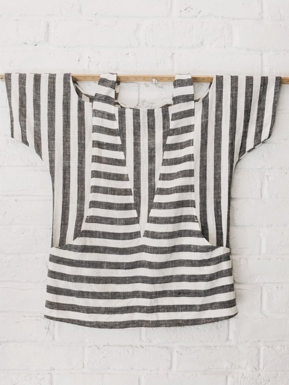 Soft Surroundings Linen Blend Tunic Womens M 6 White Gray Stripes Sunset Park